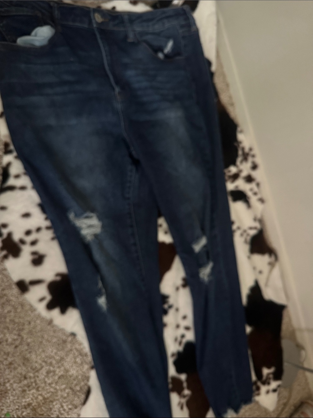 Dark Blue Distressed Women's Jeans